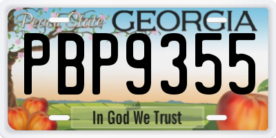 GA license plate PBP9355