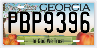 GA license plate PBP9396