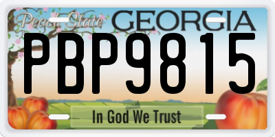 GA license plate PBP9815