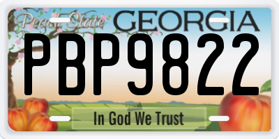 GA license plate PBP9822