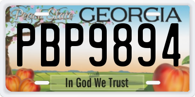 GA license plate PBP9894
