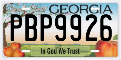 GA license plate PBP9926