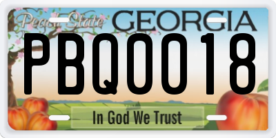 GA license plate PBQ0018
