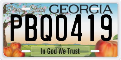 GA license plate PBQ0419