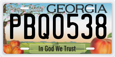 GA license plate PBQ0538