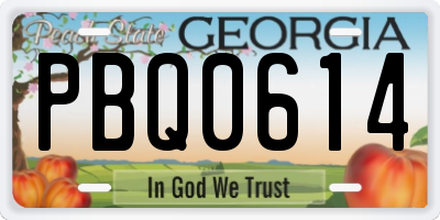 GA license plate PBQ0614