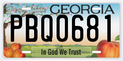 GA license plate PBQ0681