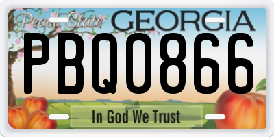 GA license plate PBQ0866