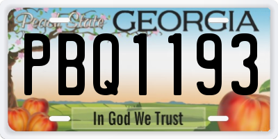 GA license plate PBQ1193