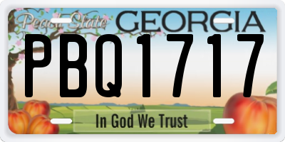GA license plate PBQ1717