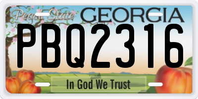 GA license plate PBQ2316