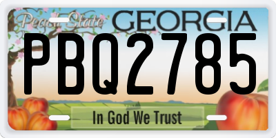 GA license plate PBQ2785