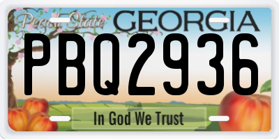 GA license plate PBQ2936