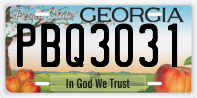 GA license plate PBQ3031