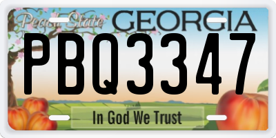 GA license plate PBQ3347