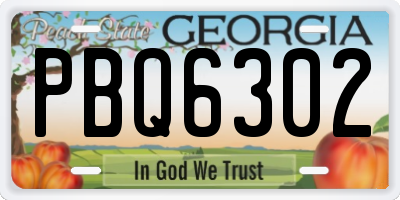 GA license plate PBQ6302