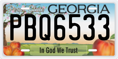 GA license plate PBQ6533