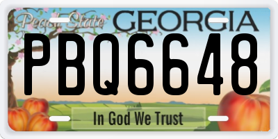 GA license plate PBQ6648