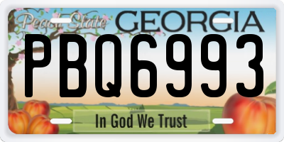 GA license plate PBQ6993