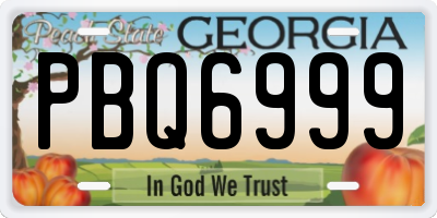 GA license plate PBQ6999