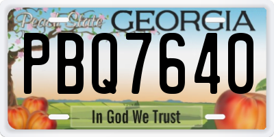 GA license plate PBQ7640