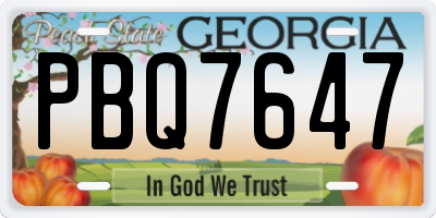 GA license plate PBQ7647