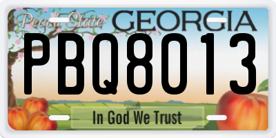 GA license plate PBQ8013