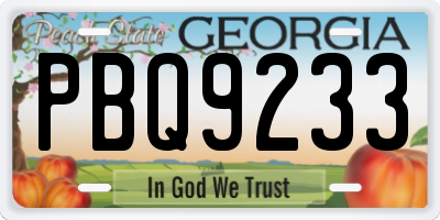GA license plate PBQ9233
