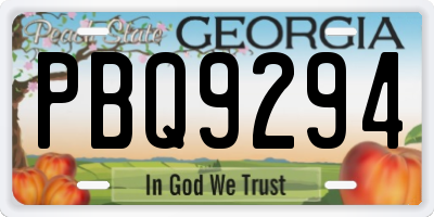 GA license plate PBQ9294