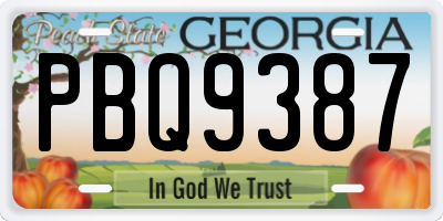GA license plate PBQ9387