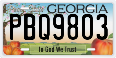 GA license plate PBQ9803