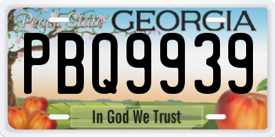 GA license plate PBQ9939