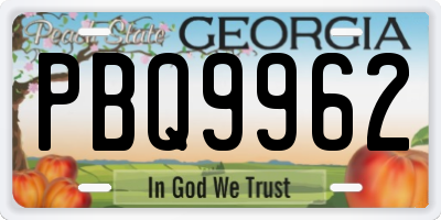 GA license plate PBQ9962