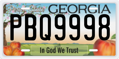 GA license plate PBQ9998