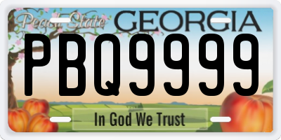 GA license plate PBQ9999