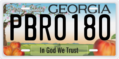 GA license plate PBR0180