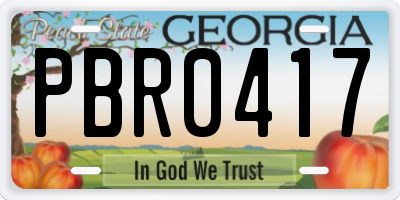 GA license plate PBR0417
