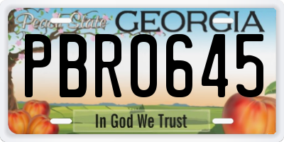 GA license plate PBR0645