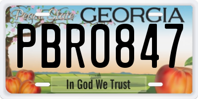 GA license plate PBR0847