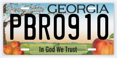 GA license plate PBR0910