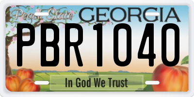 GA license plate PBR1040