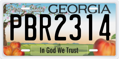 GA license plate PBR2314