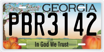 GA license plate PBR3142