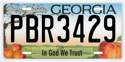 GA license plate PBR3429