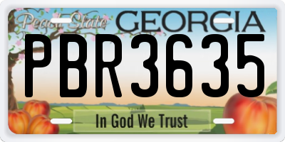 GA license plate PBR3635