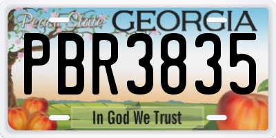 GA license plate PBR3835