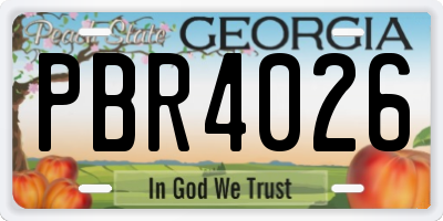 GA license plate PBR4026