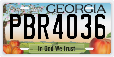 GA license plate PBR4036
