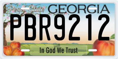 GA license plate PBR9212