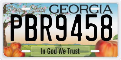 GA license plate PBR9458